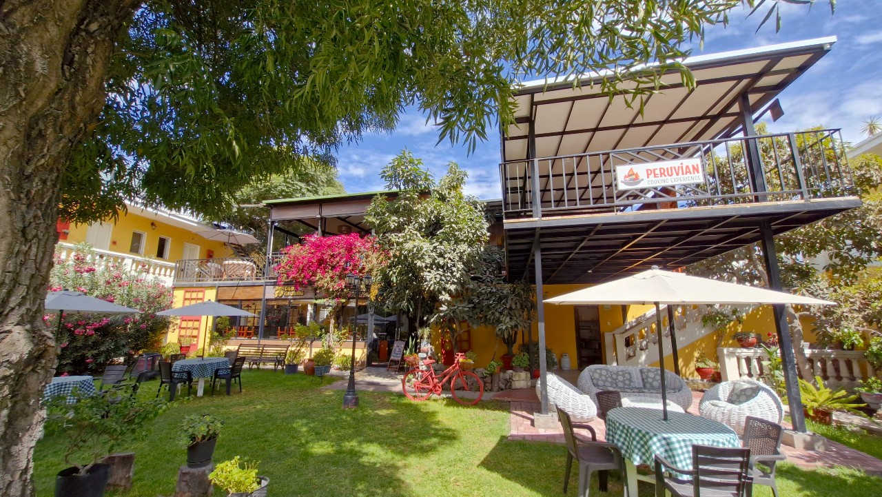 Open-air cooking area at Casa de Avila Hotel in Arequipa